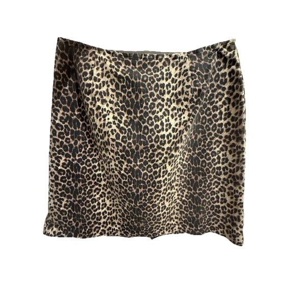 Nicholas Jason Dresses & Skirts - Nicholas Jason Leopard Print Mini Skirt Size 16 Animal Print Stretch Denim Y2K